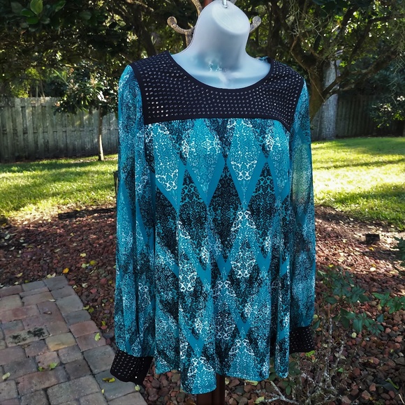 Alfani Tops - Elegant Beaded Blouse by Alfani Like New M